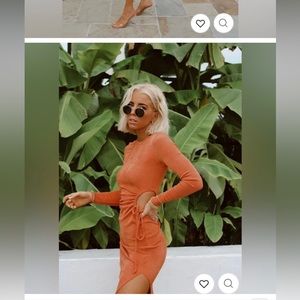 Green 12th Tribe long sleeve stretchy midi dress